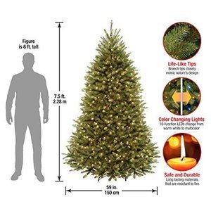National Tree Company 7.5 Foot Dunhill Fir Tree with Power Connect Dual Color LE